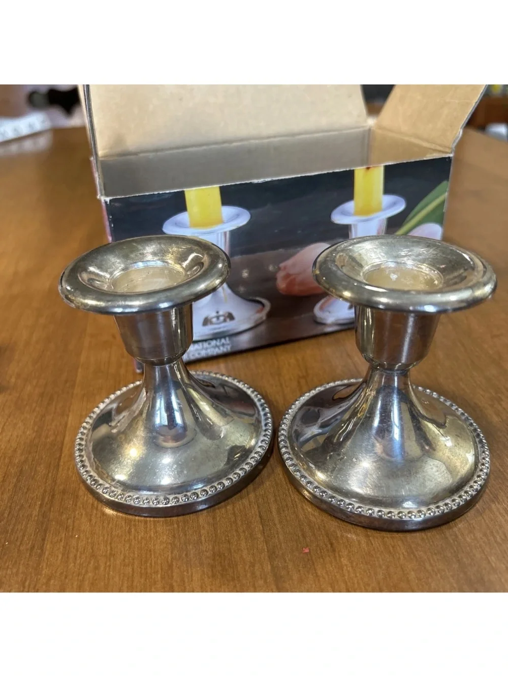 International Silver Polished Silver Plated Candlestick Pair - Silver